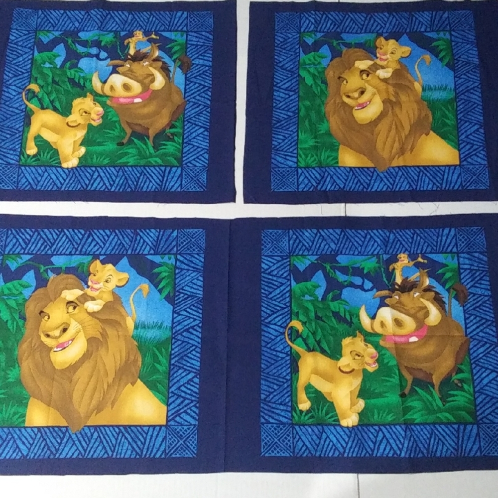 Disney Lion King Blue Fabric 4 Panels